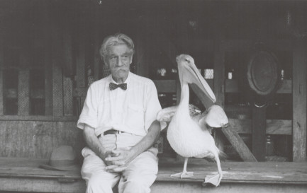 Albert Schweitzer a été un précurseur de la pensée écologique. Il avait pour animal de compagnie un pélican baptisé Parsifal. / © Archives Maison Schweitzer-Gunsbach